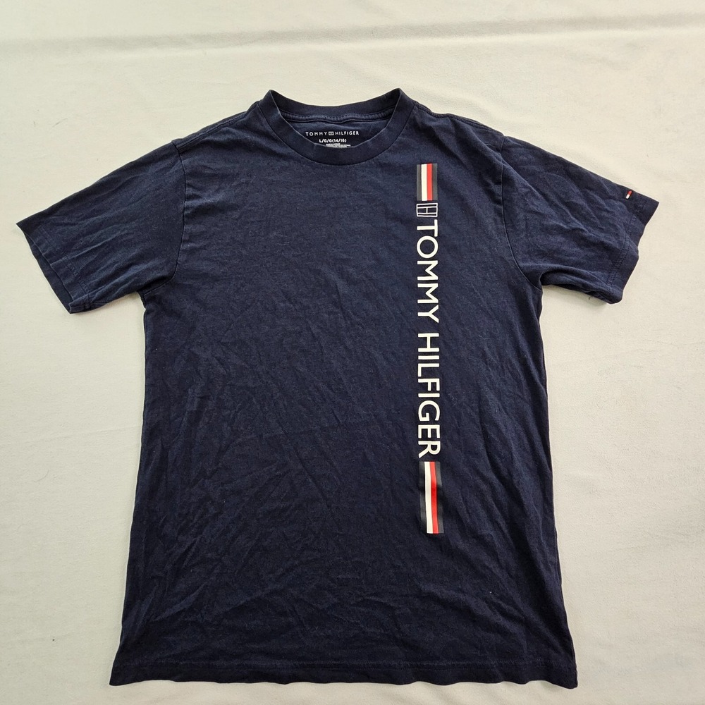 Tommy Hilfiger Blue Short Sleeve Cotton Graphic Print T-Shirt Boys' L - Picture 1 of 7